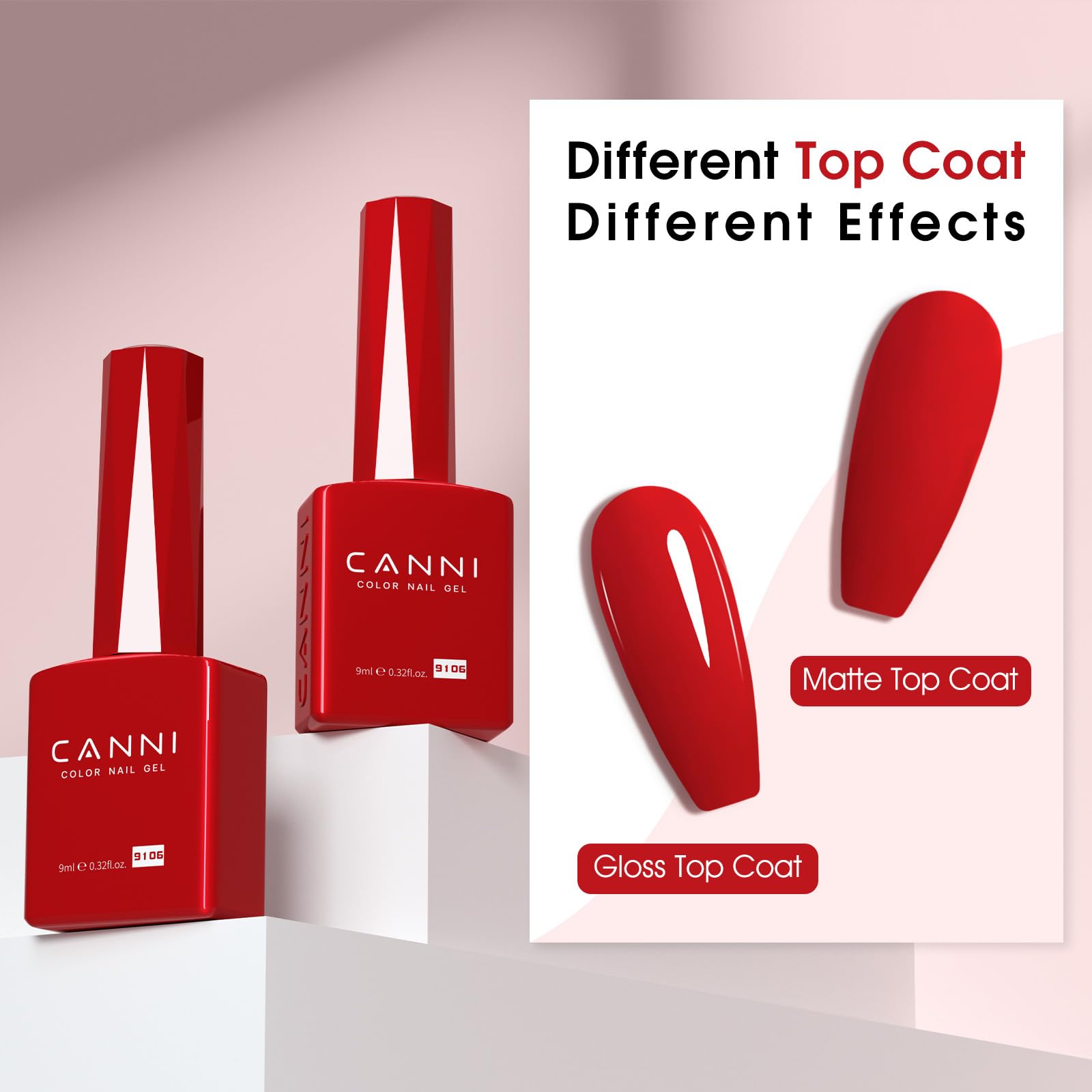 CANNI red gel nail polish precise applicator enables clean lines.