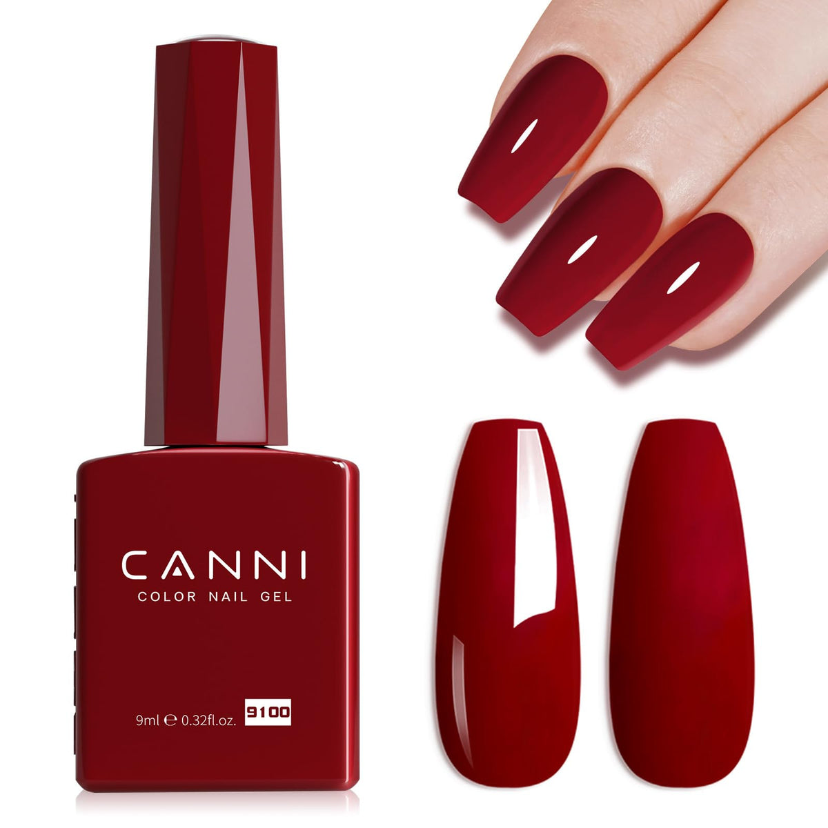 CANNI Red Gel Polish bottle showing rich deep red color for home nails.