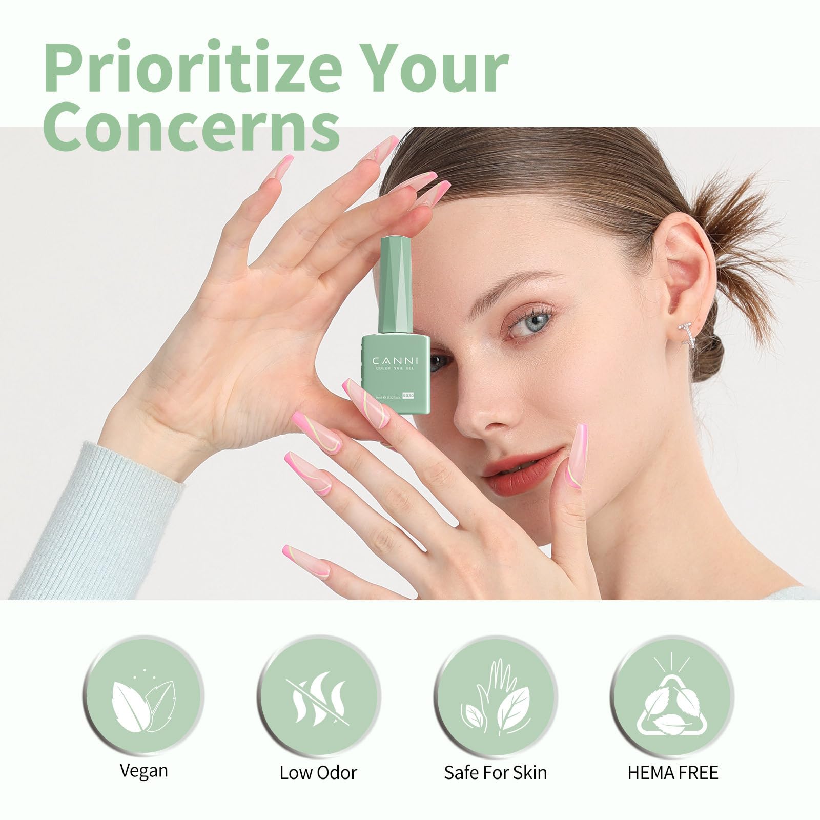 CANNI Gel polish curing under UV/LED lamp in 90-120 seconds.