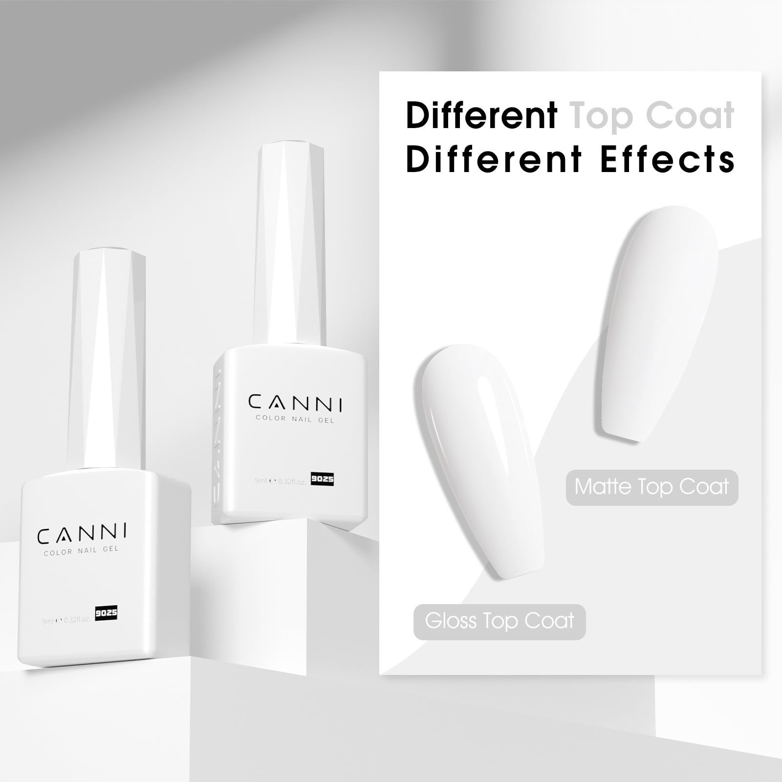 Packaging layout of CANNI White Gel Polish for gifting and at-home use.