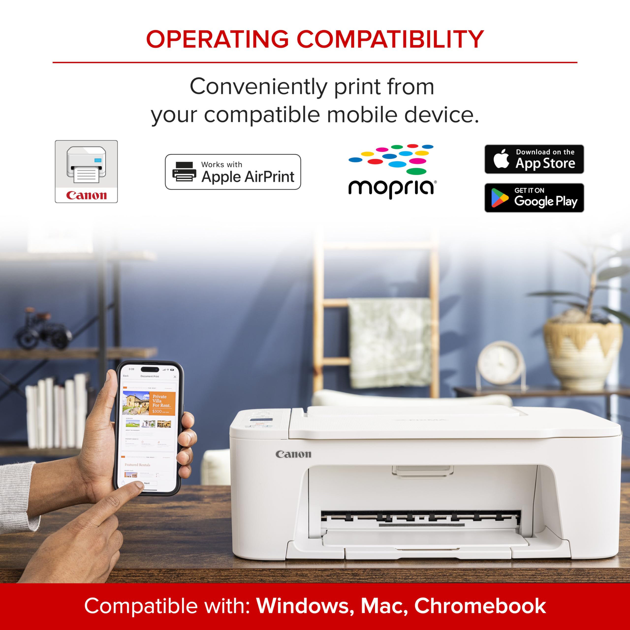 Canon PIXMA TS3720 dual-band Wi-Fi enables reliable wireless printing.