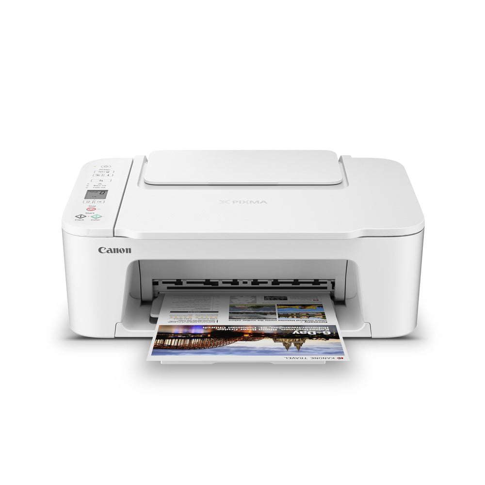 Canon PIXMA TS3720 front view showing compact footprint and wireless printing capability.