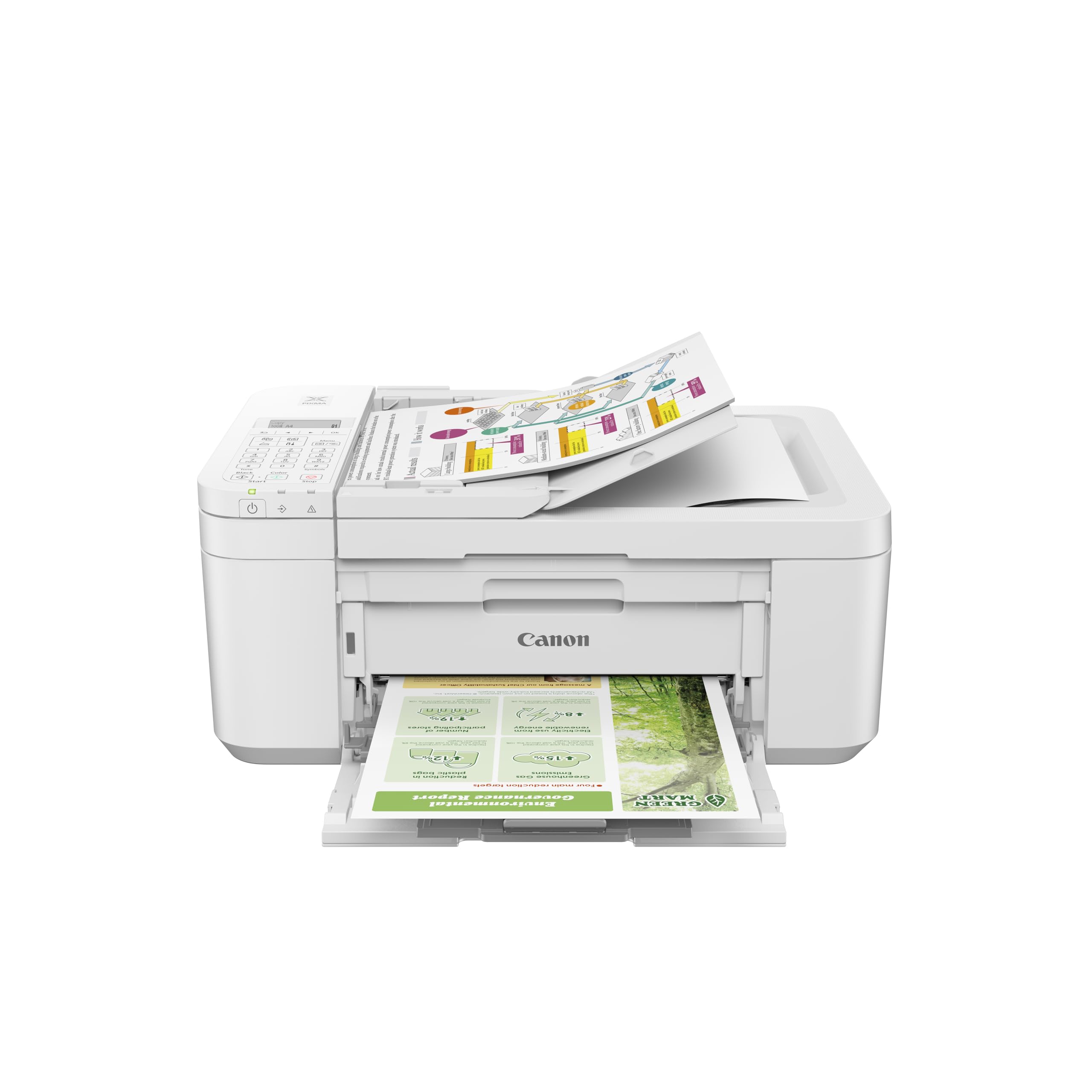 Canon PIXMA TR4720 front view, compact home office printer for everyday tasks.