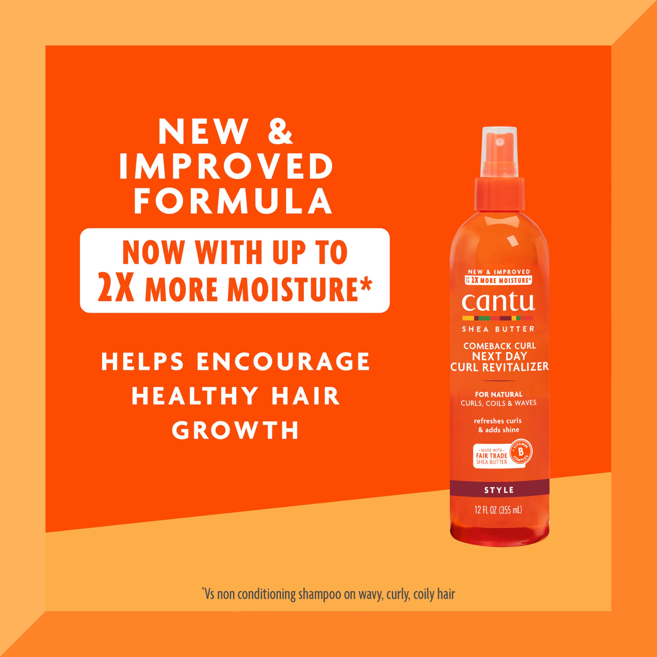 Cantu Comeback Curl spray application demonstrates easy section-by-section revitalization.