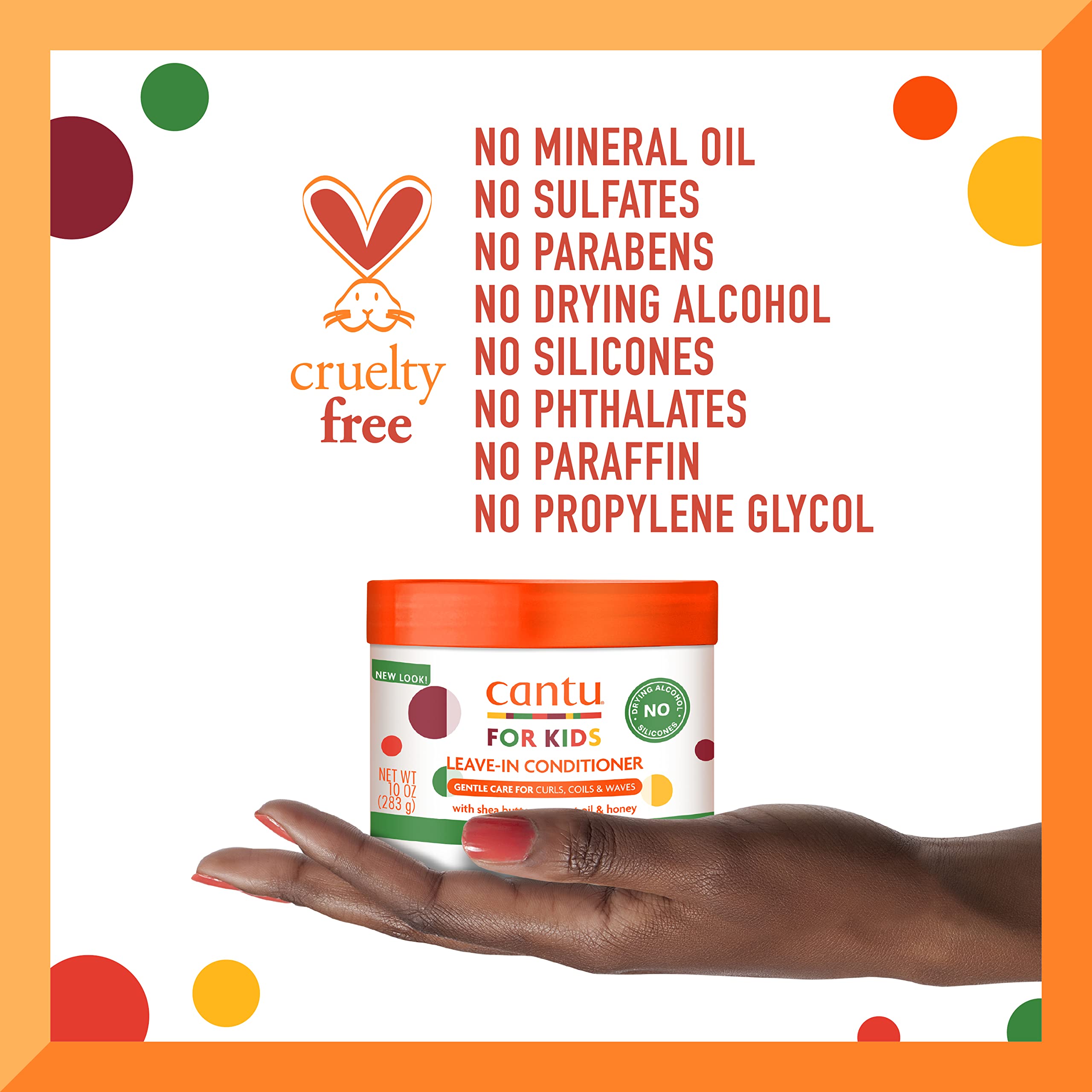 Close-up of product being dispensed for easy daily use on kids hair.