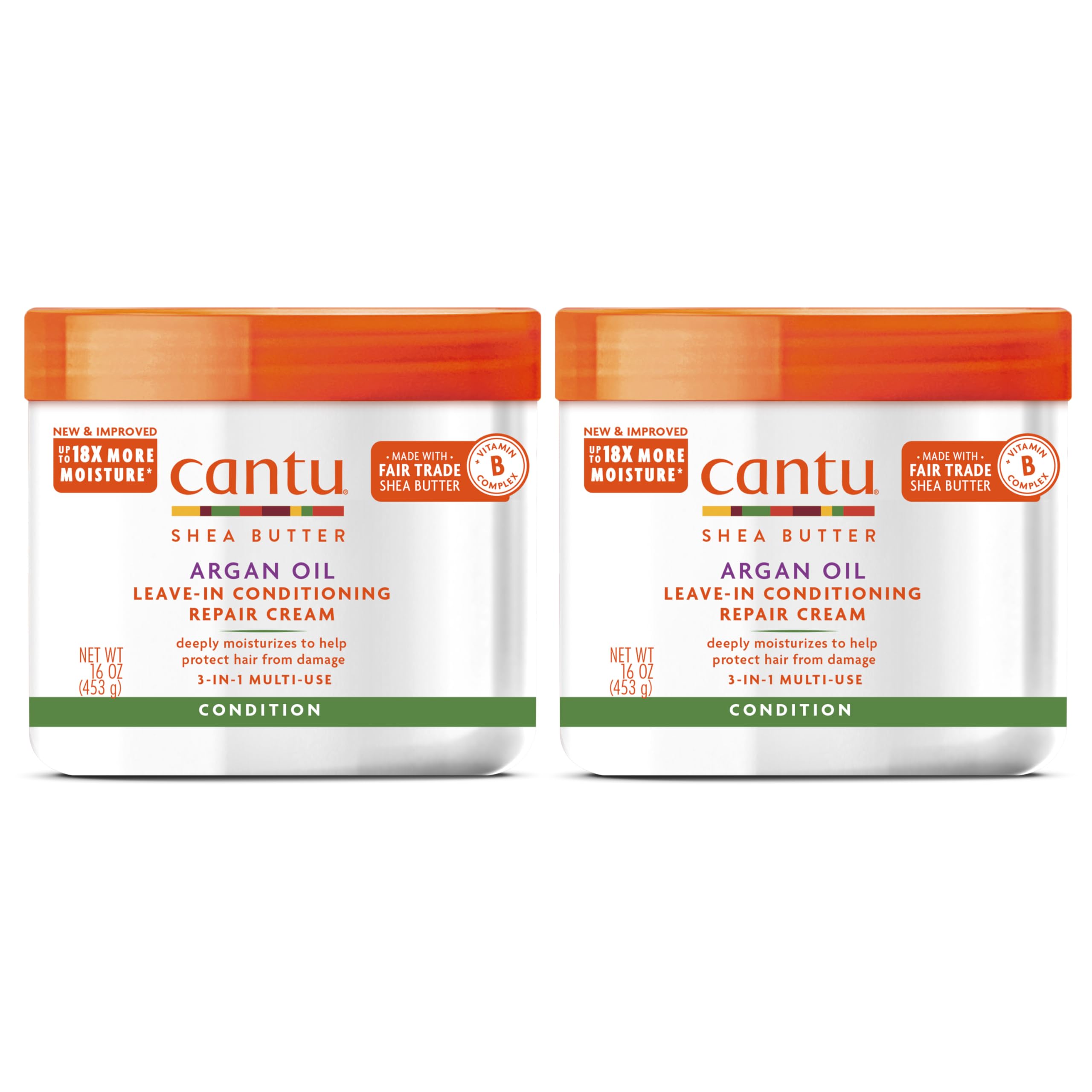 Cantu Argan Oil Leave-In Conditioning Cream bottle pour for daily moisture and shine