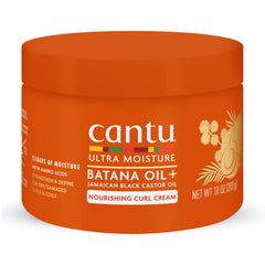 Cantu Ultra Moisture Curling Cream bottle front shows lasting moisture