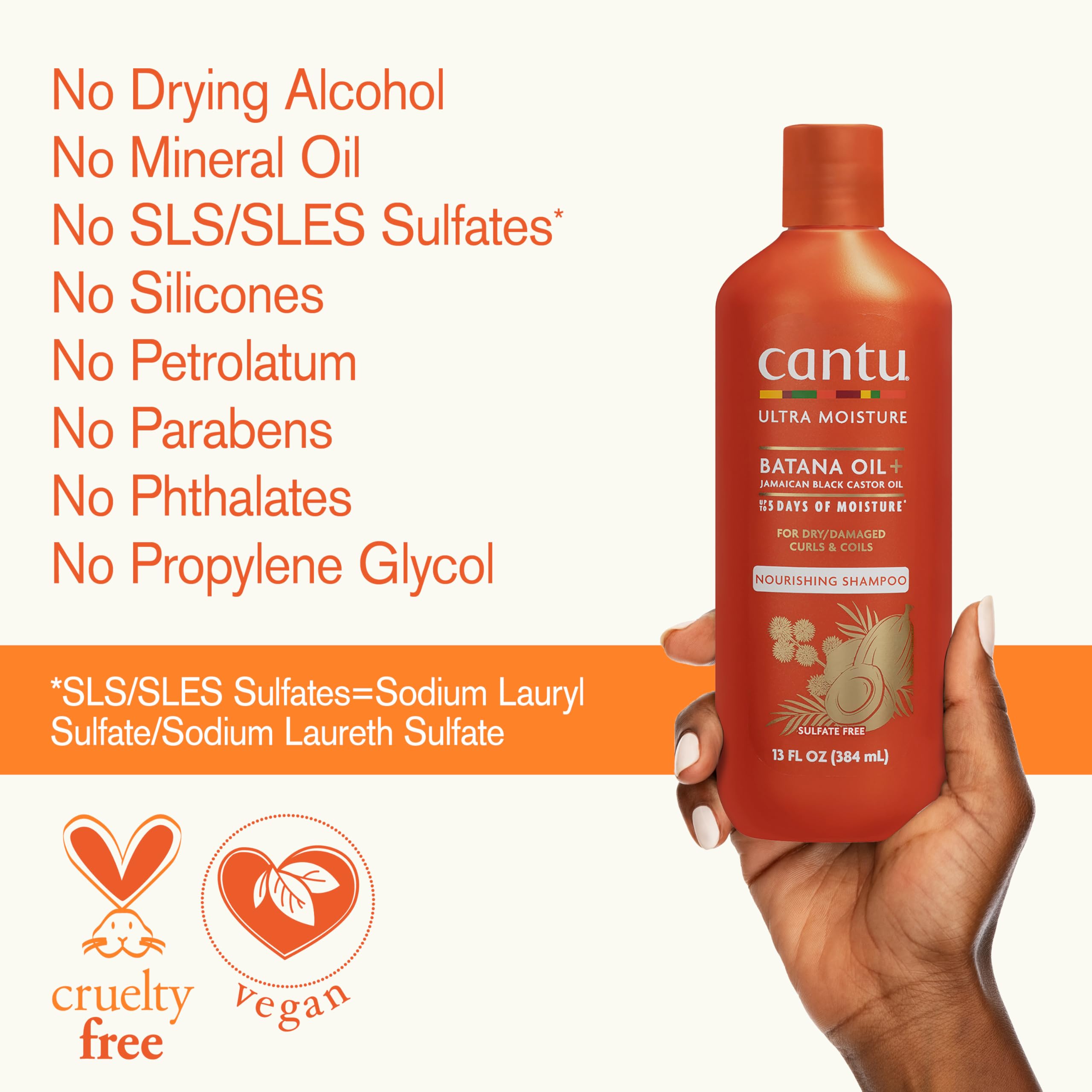 Cantu Ultra Moisture Shampoo 13 oz bottle ready for regular use