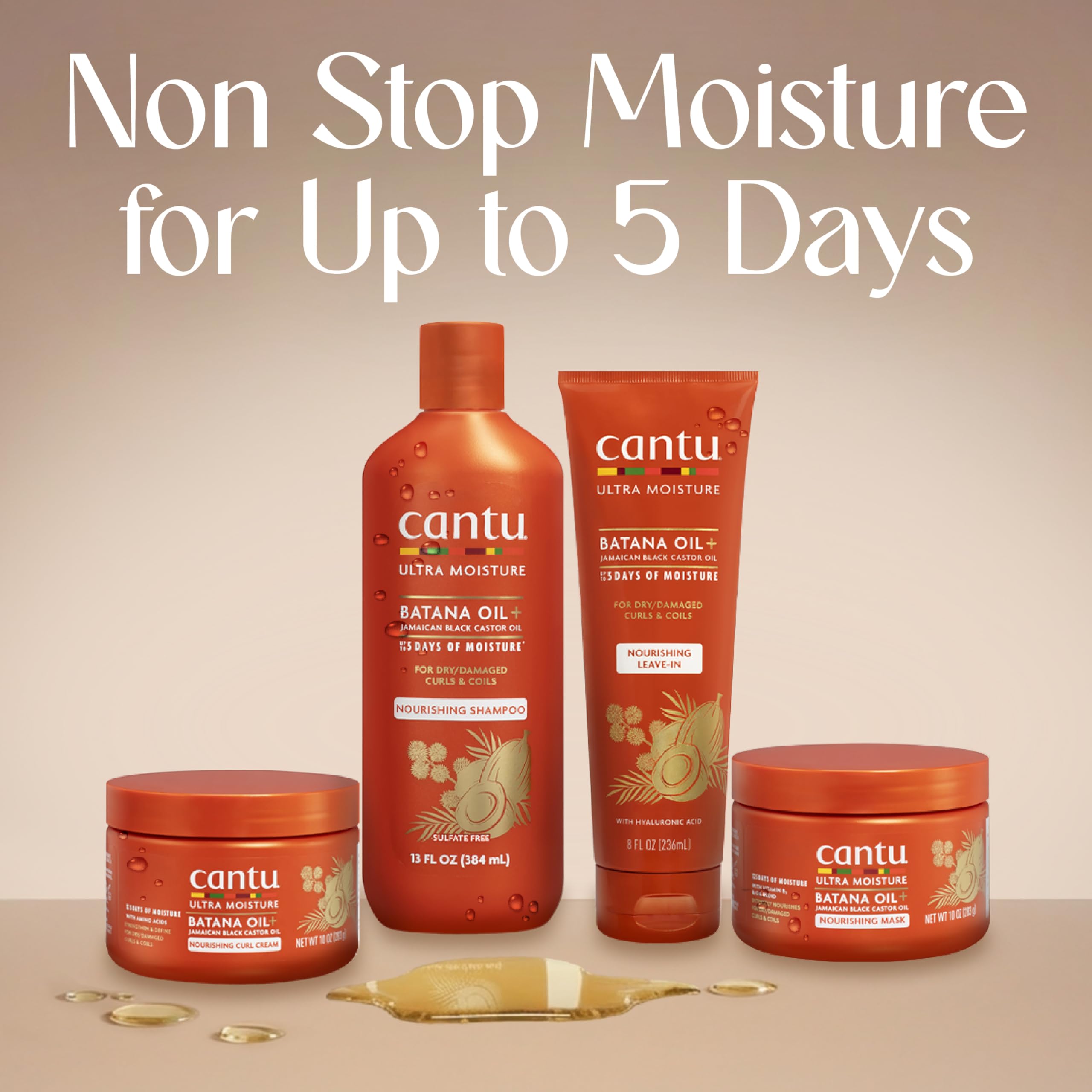 Cantu Ultra Moisture Shampoo ingredient highlight Batana and Jamaican Black Castor Oil
