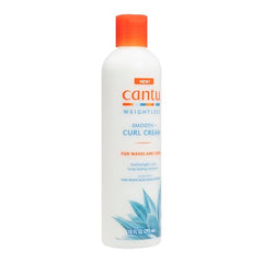 Cantu Weightless Smooth Curl Cream texture swatch reveals creamy consistency for defined curls