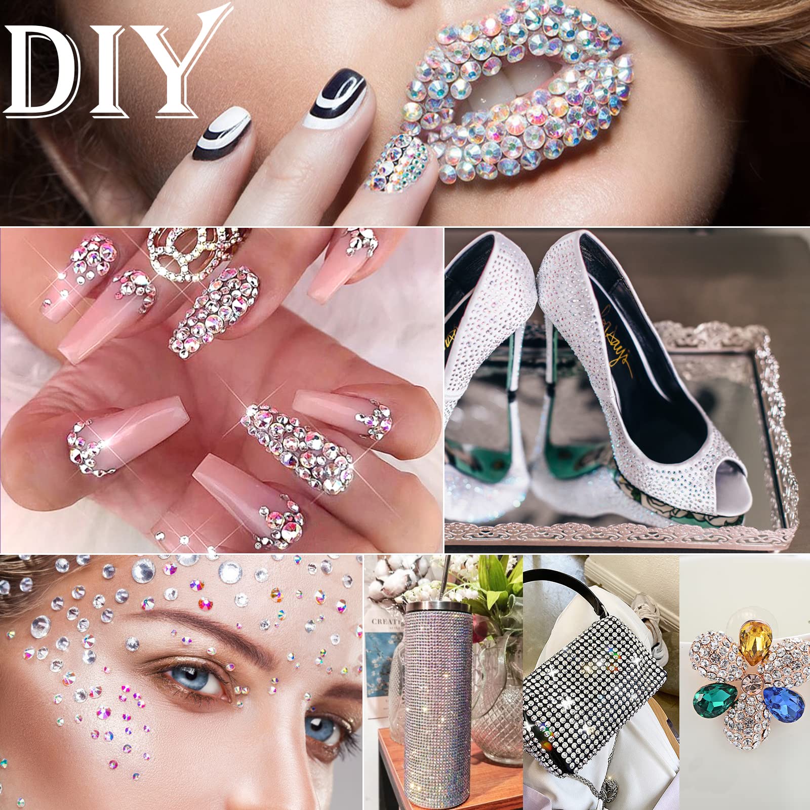 CANVALITE versatile rhinestones for nails, eye makeup, and accessories.