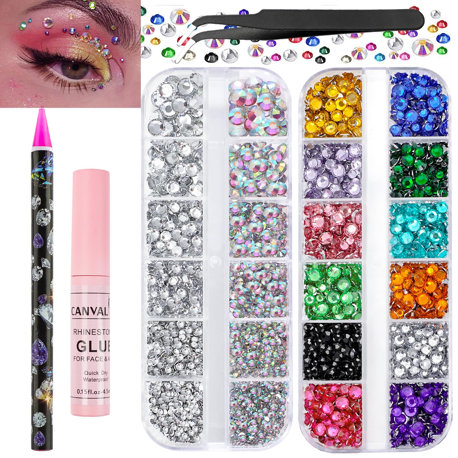 CANVALITE colorful face gems palette for radiant facial art and makeup embellishments