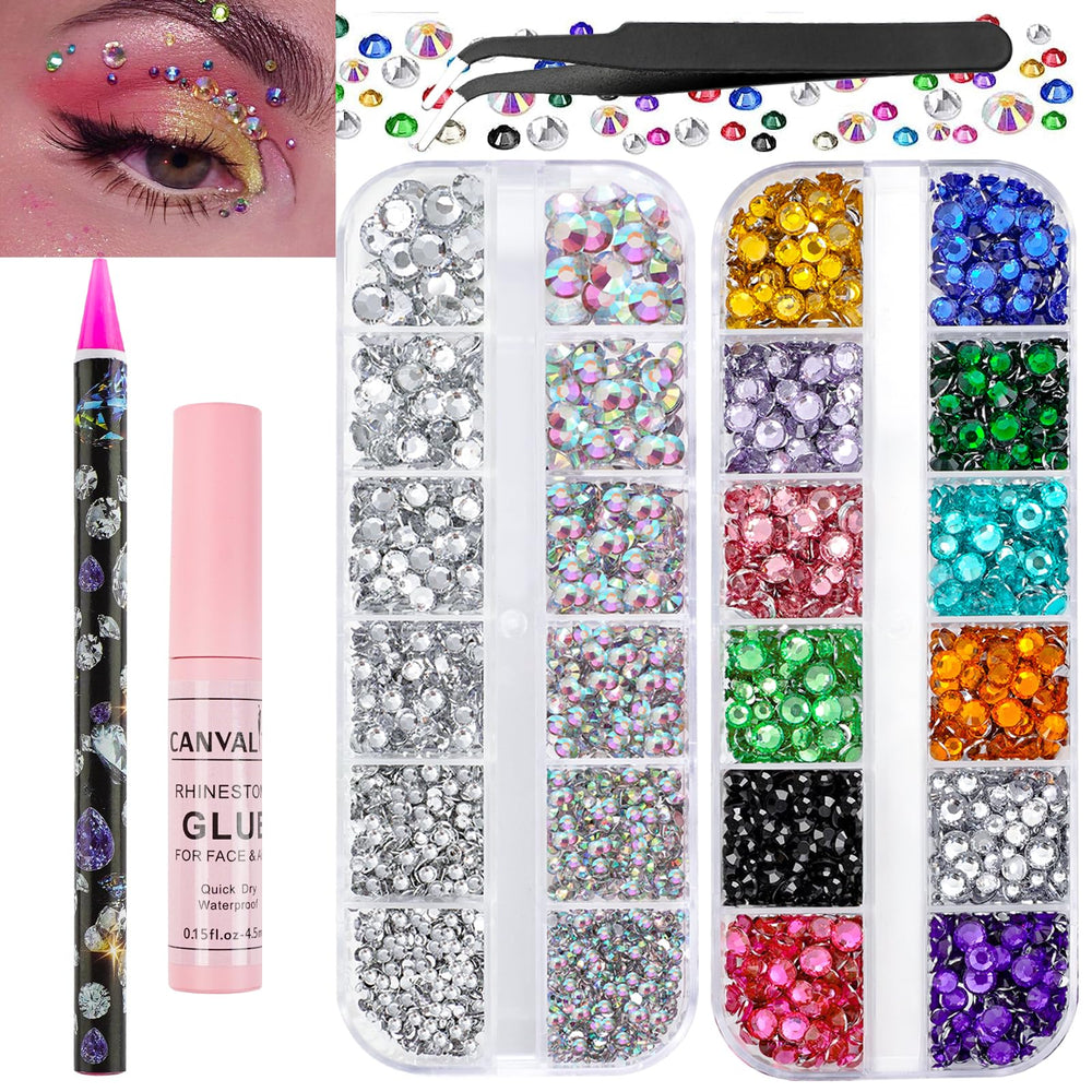 CANVALITE colorful face gems palette for radiant facial art and makeup embellishments