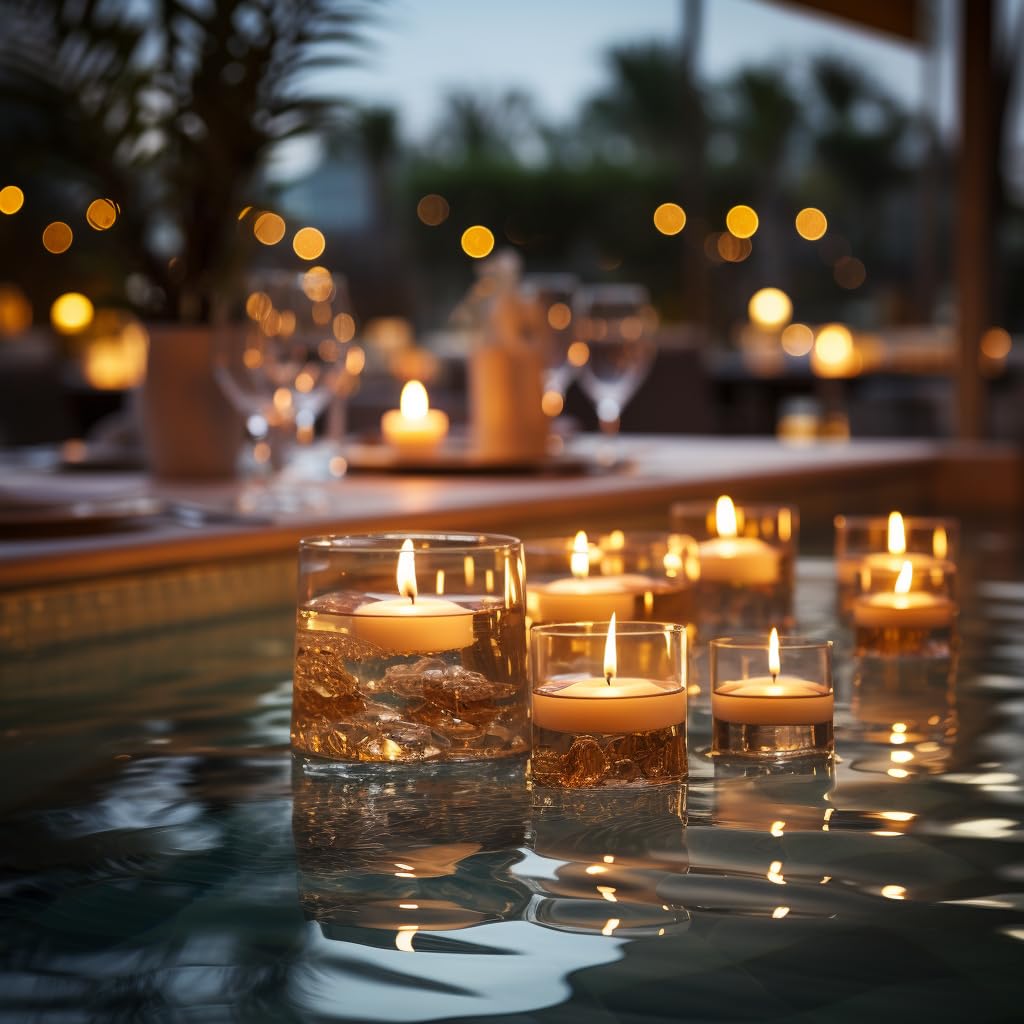 Capaniel 3-inch floating candle in action showing long burn time.