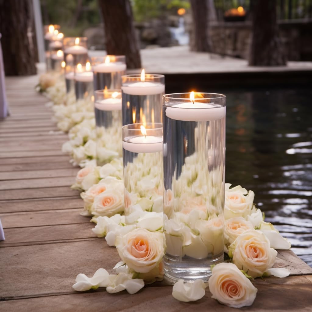 Capaniel water-reflection candles create serene bath or dining vibes.