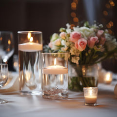 Capaniel white floating candles enhance wedding receptions with gentle glow.