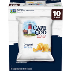Cape Cod Original bag close-up highlights thick-cut kettle chips and premium ingredients, great for snacking anytime.