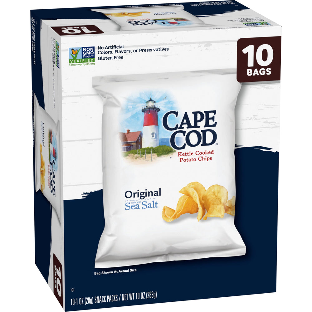 Cape Cod Original chips on a store shelf, a gluten-free treat.