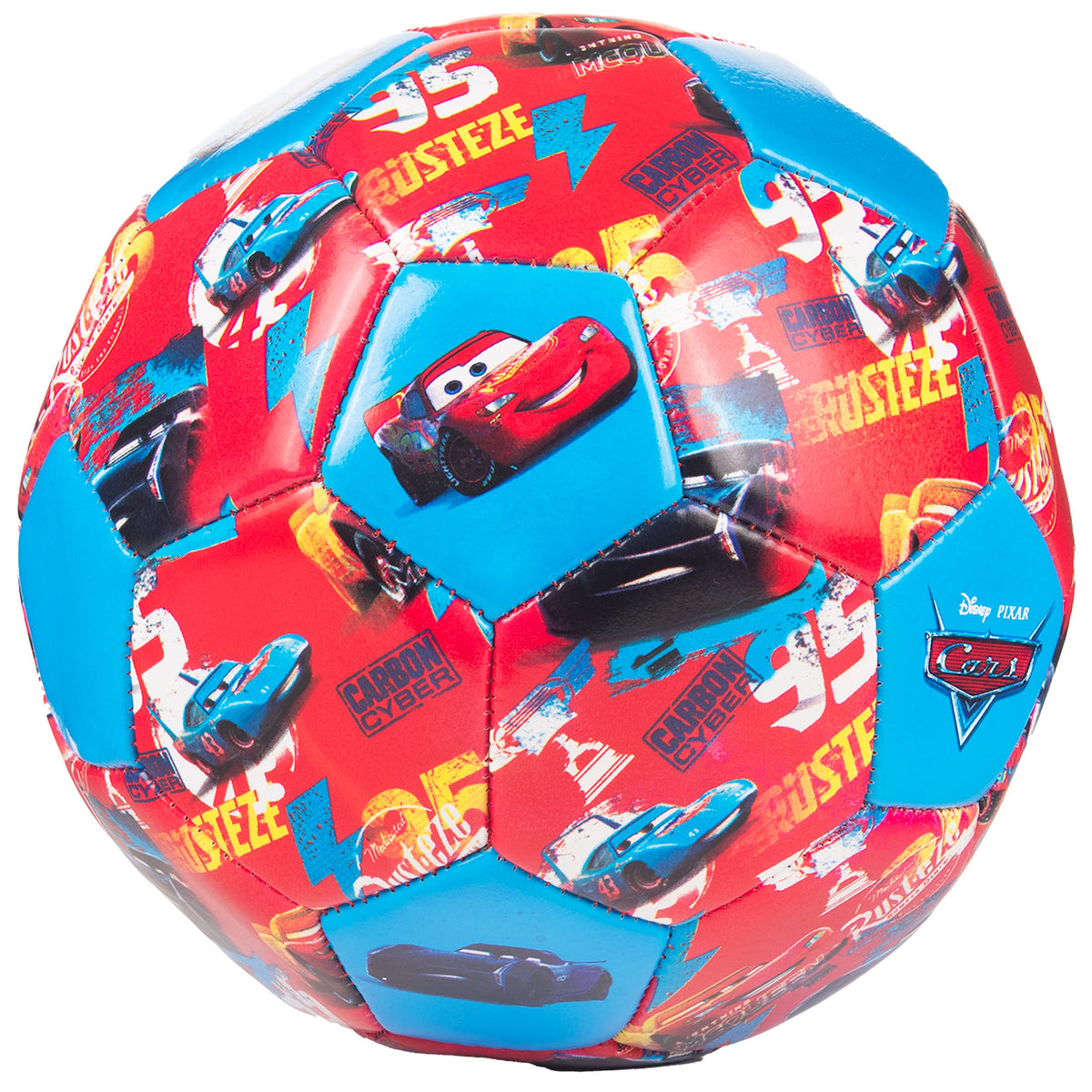 Capelli Sport Disney Pixar Cars ball with Lightning McQueen repeat print, ideal for indoor-outdoor play.