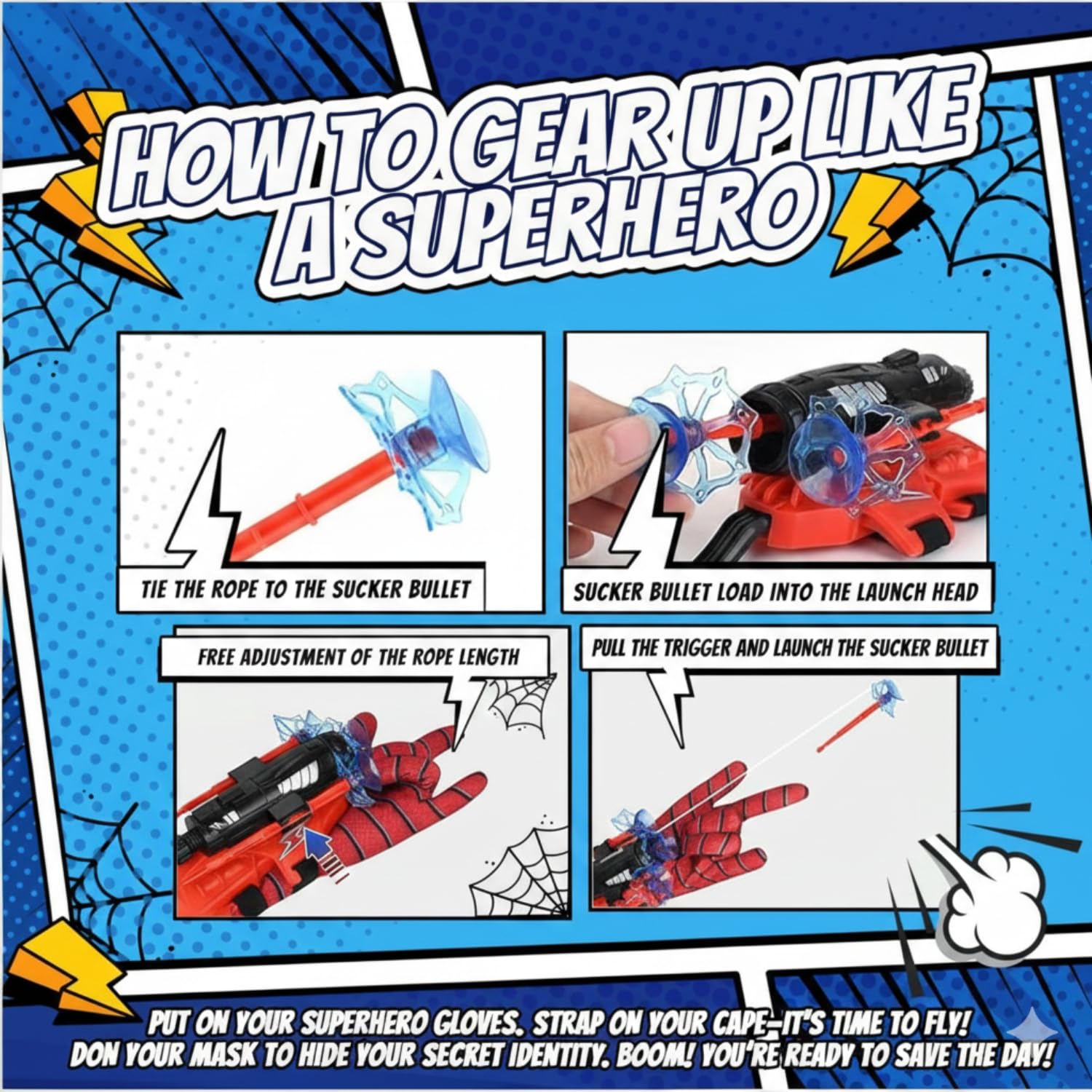 Capexia superhero toy set with two gloves for flexible, imaginative role-play.