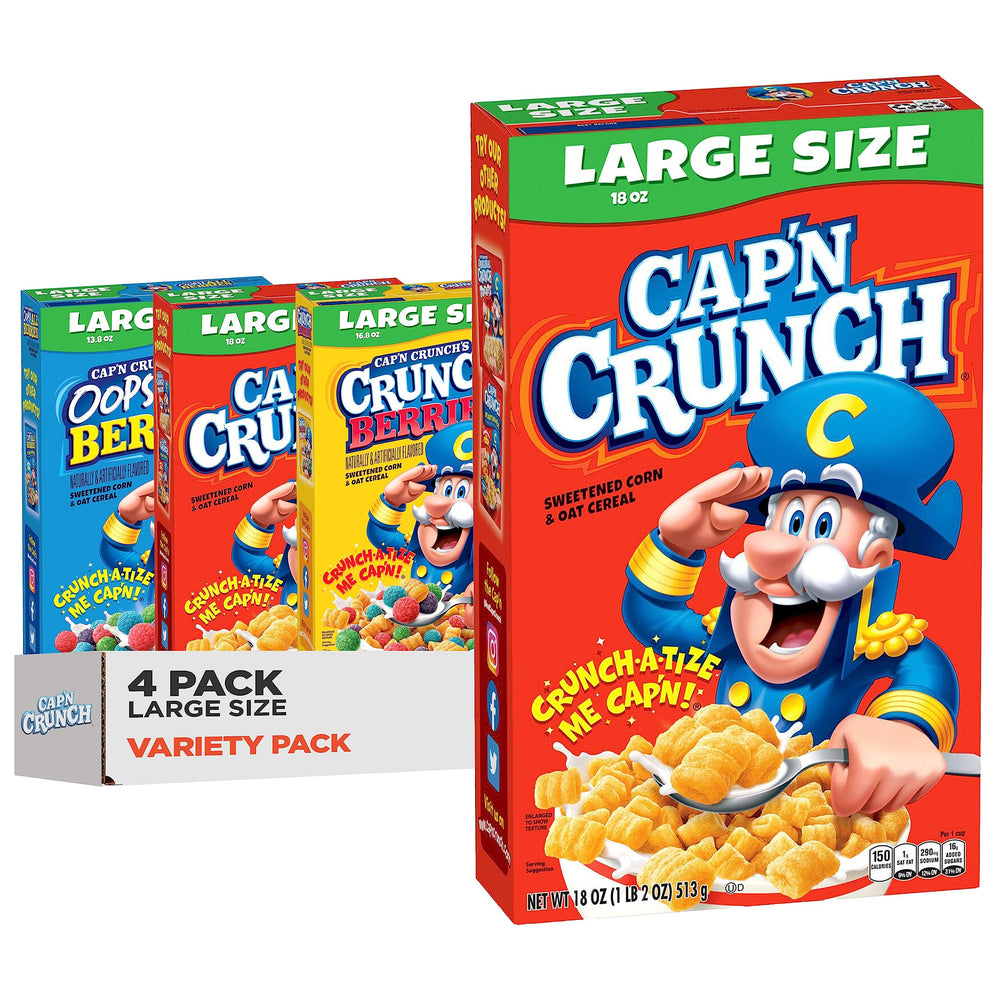 Cap'n Crunch four-pack original bowls offering classic sweet crunch