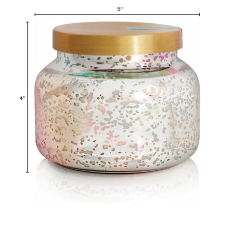 Capri Blue Luxury Decor Candle enhances interiors with colorful glow and mood-enhancing scent.
