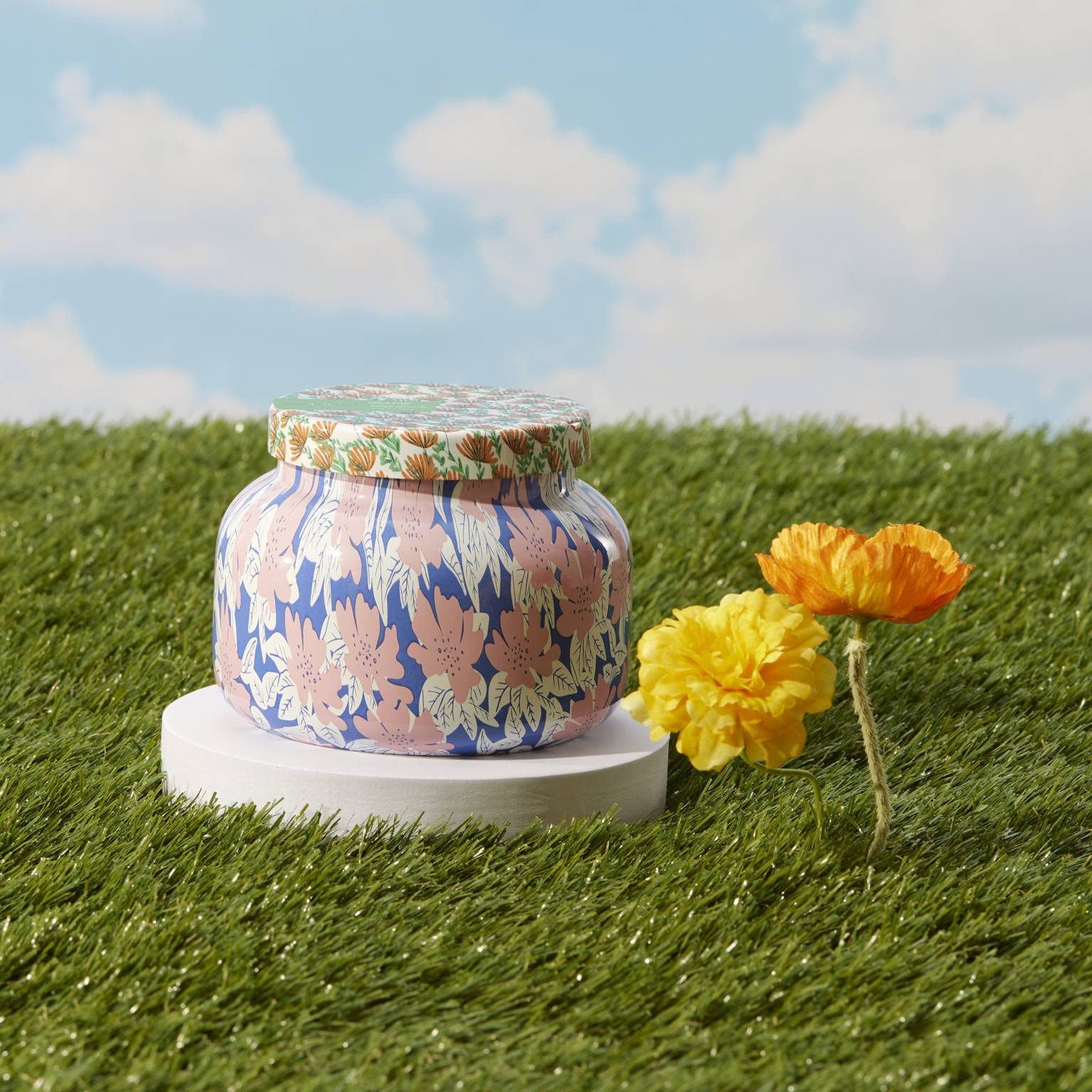 Capri Blue Pattern Play tropical fruit scent fills the room with brightness.