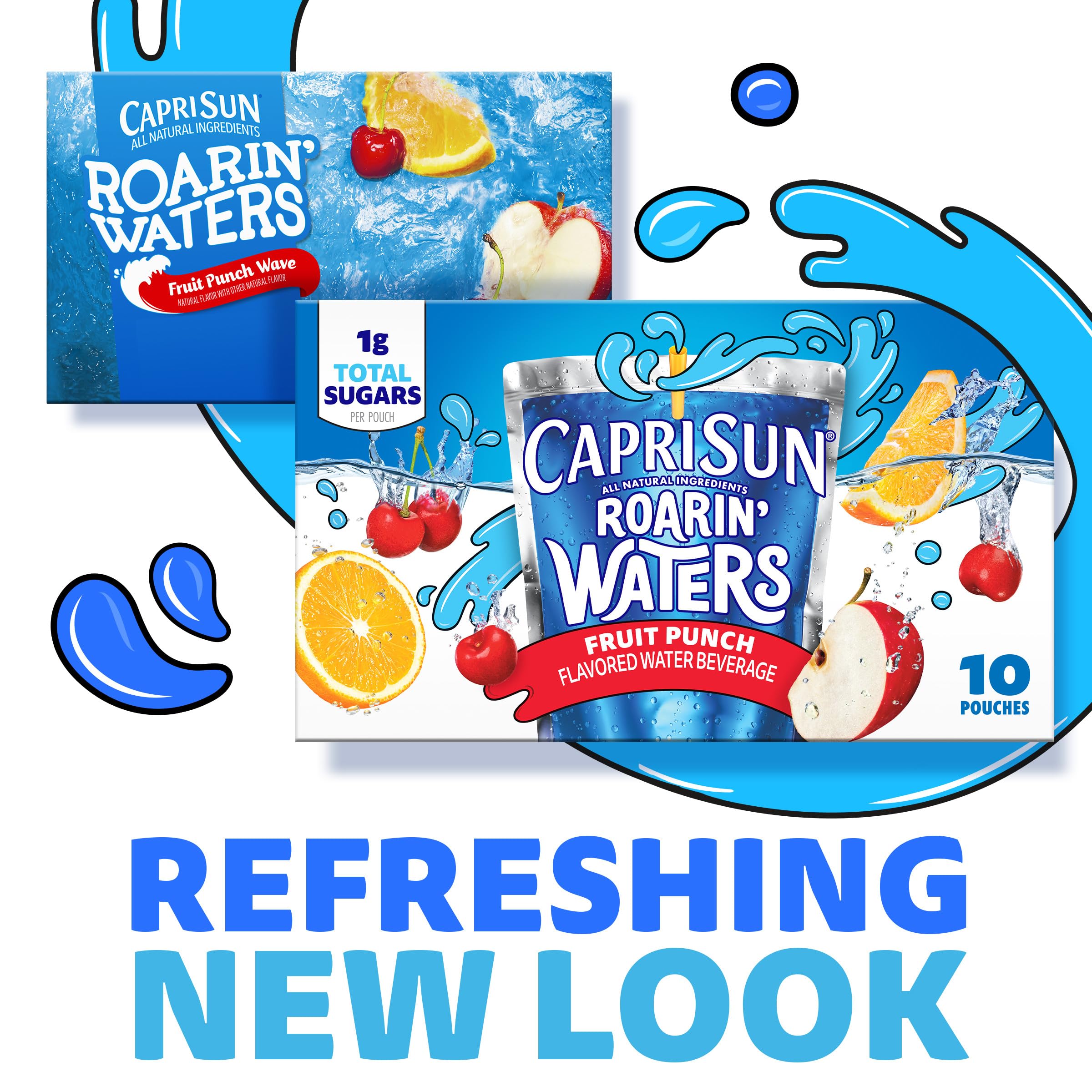 Capri Sun Roarin' Waters Fruit Punch 40-pouch pack for family hydration.