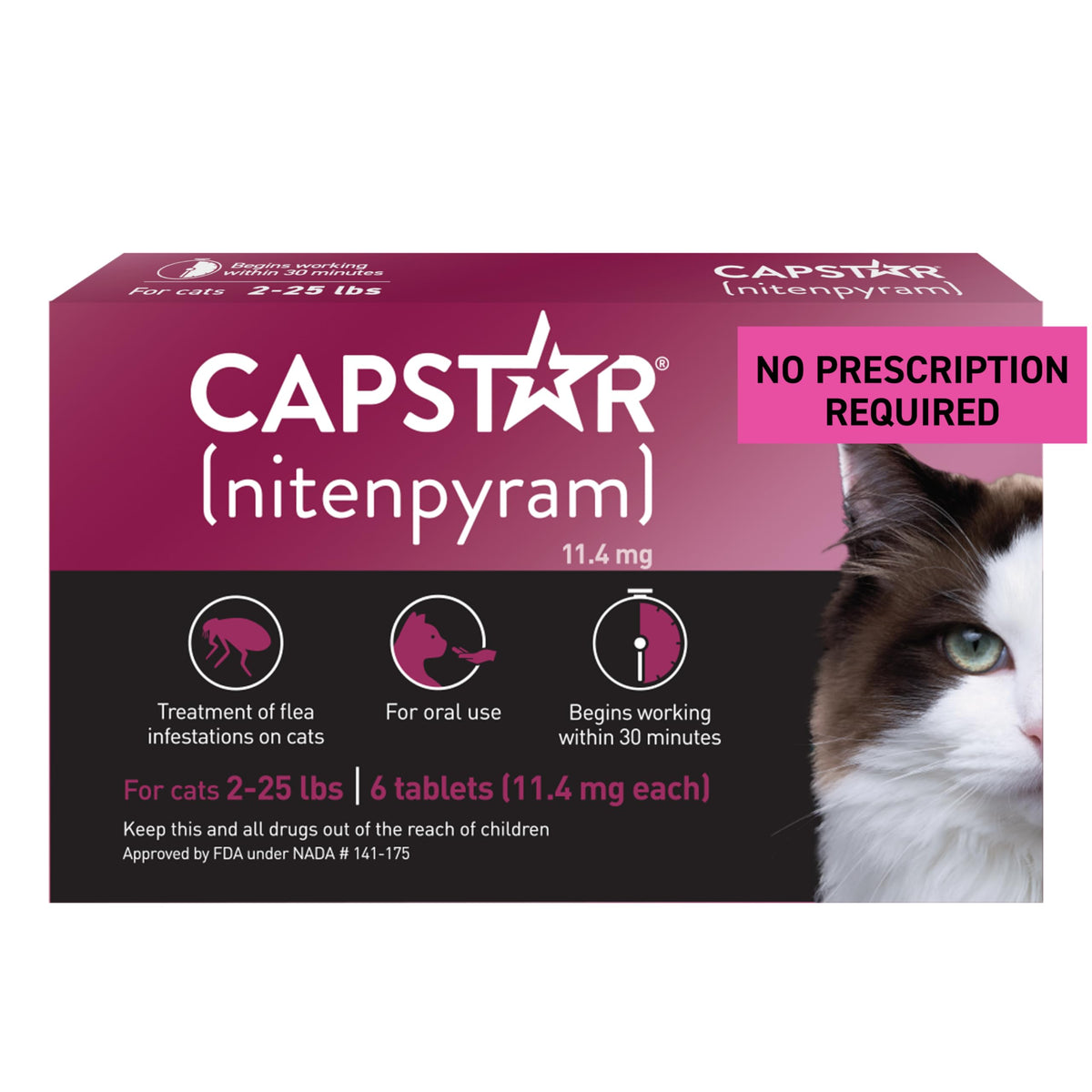 Capstar cat flea tablet on paw ready for quick action against fleas.