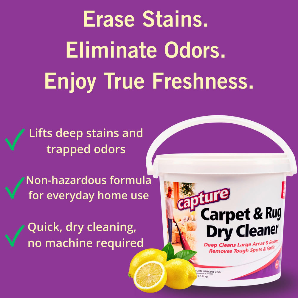 Capture powder spread and brushed into fabric to lift stains.