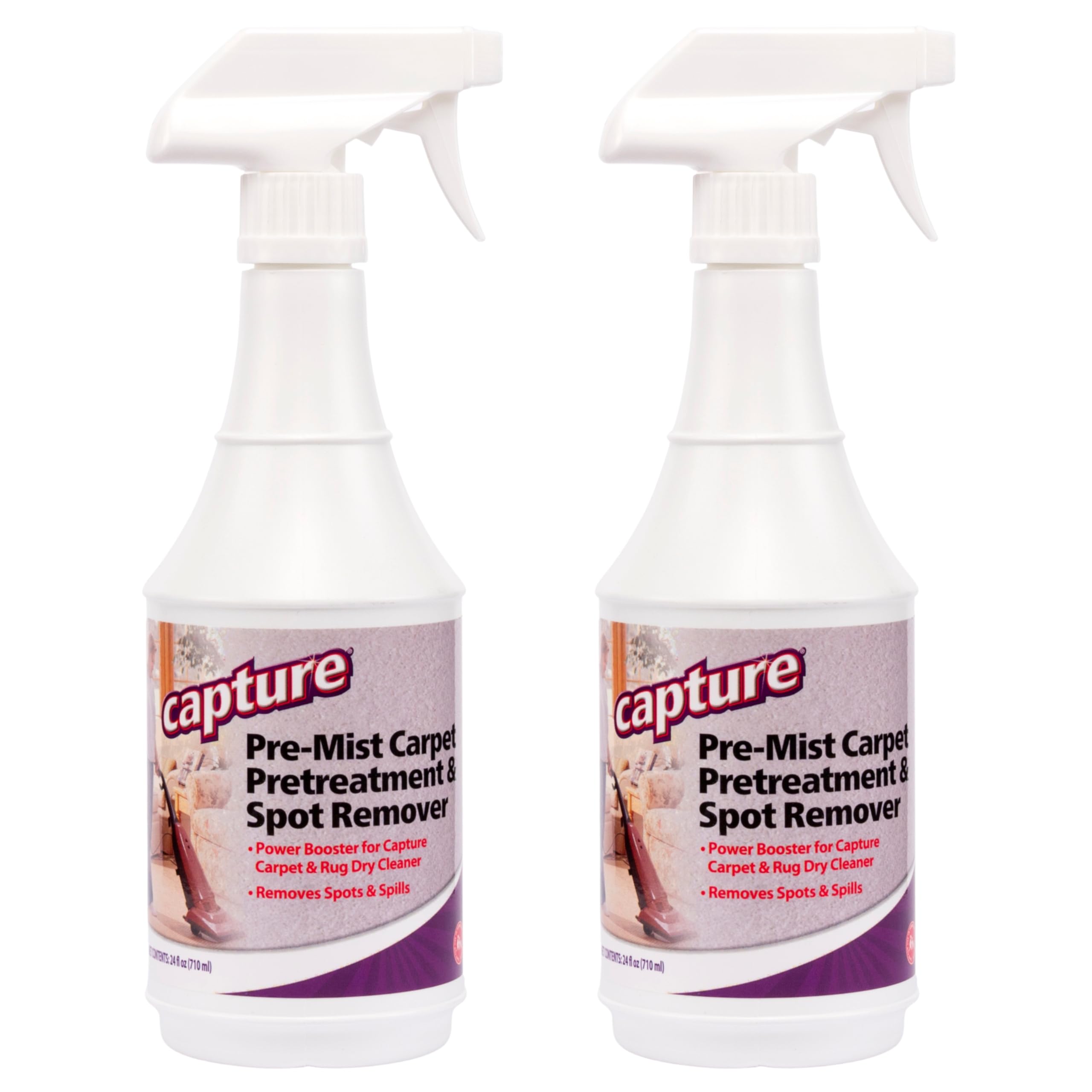 Capture Pre-Mist Soil Release bottle pour for quick carpet pretreatment.
