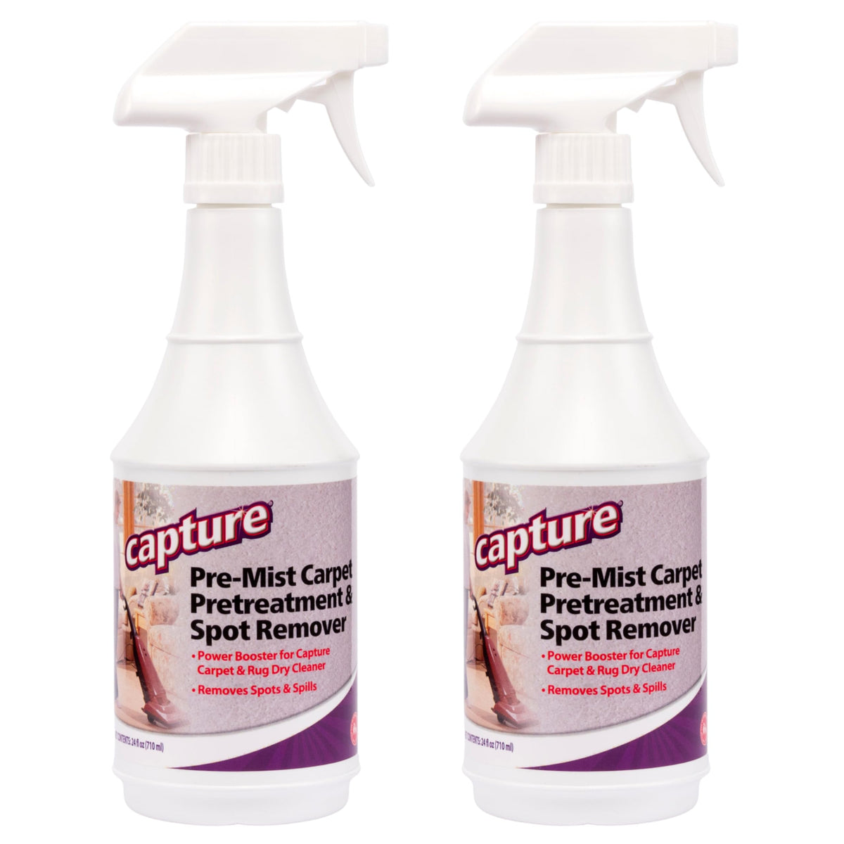 Capture Pre-Mist Soil Release bottle pour for quick carpet pretreatment.