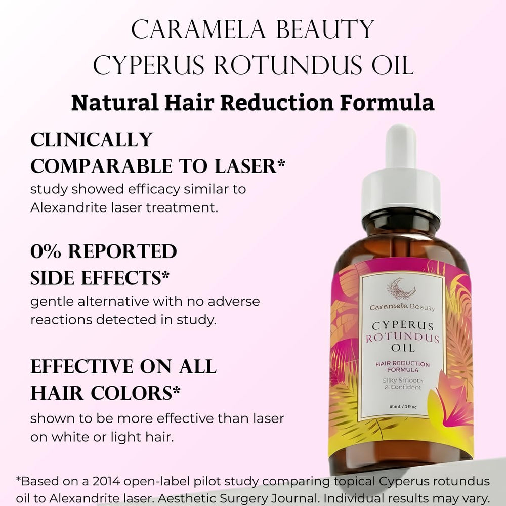 Caramela Beauty Cyperus Rotundus Oil ingredients lineup highlights hydration.