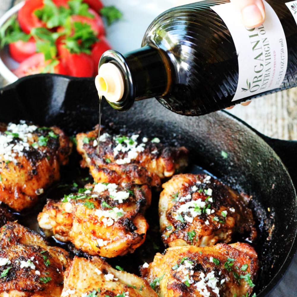 Carapelli olive oil pouring action illustrates smooth, versatile cooking use.