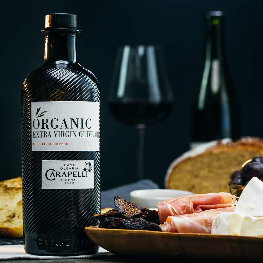 Carapelli organic farm imagery signals sustainable sourcing for eco-conscious kitchens.