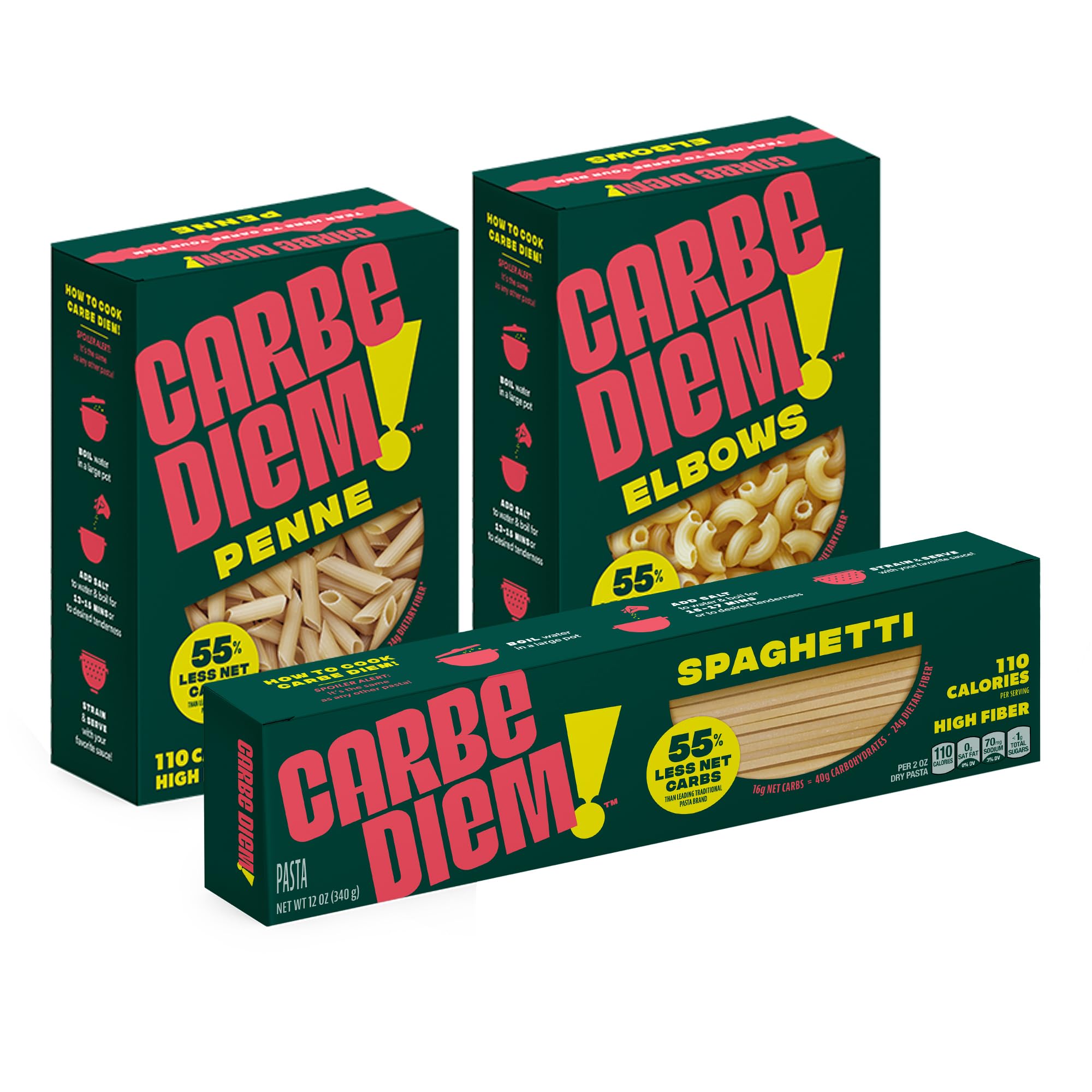 CARBE DIEM trio sampler pack front showing variety for tasting lower net carbs