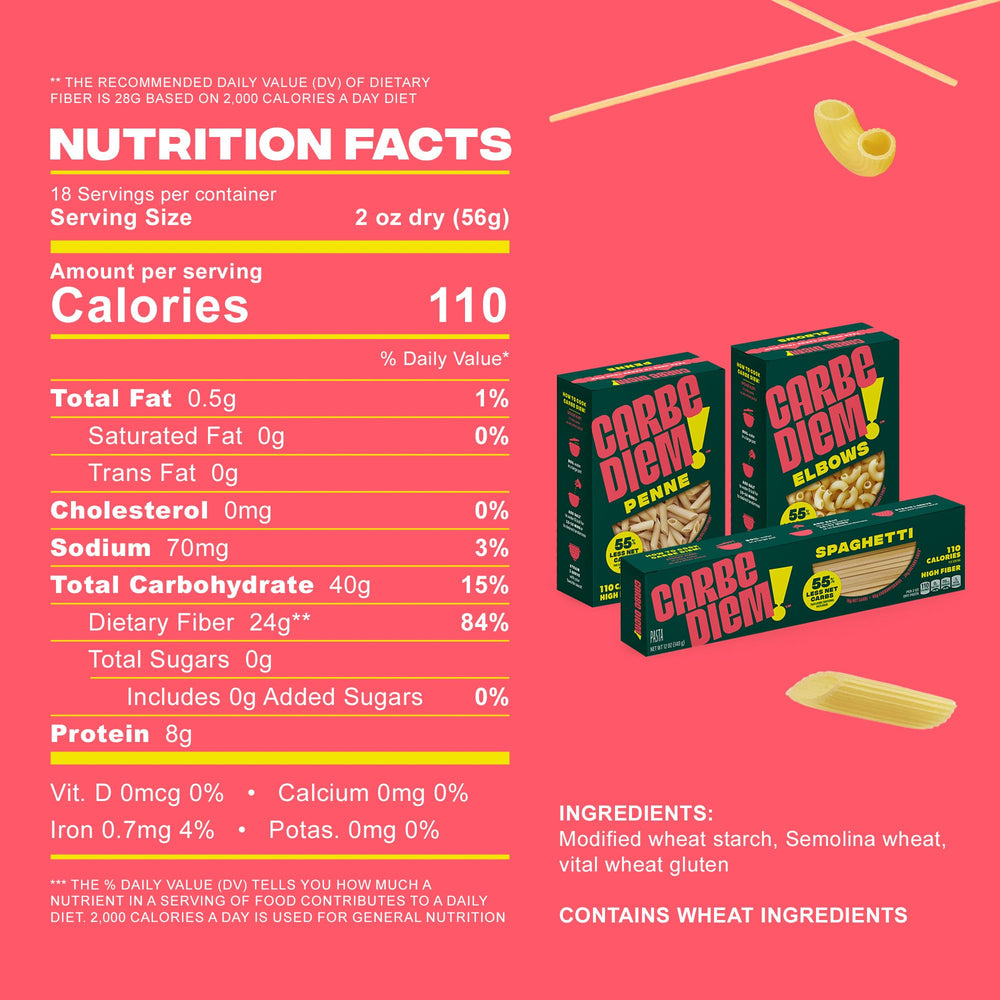 CARBE DIEM trio sampler pack ingredients closeup highlights simple formula for balanced meals