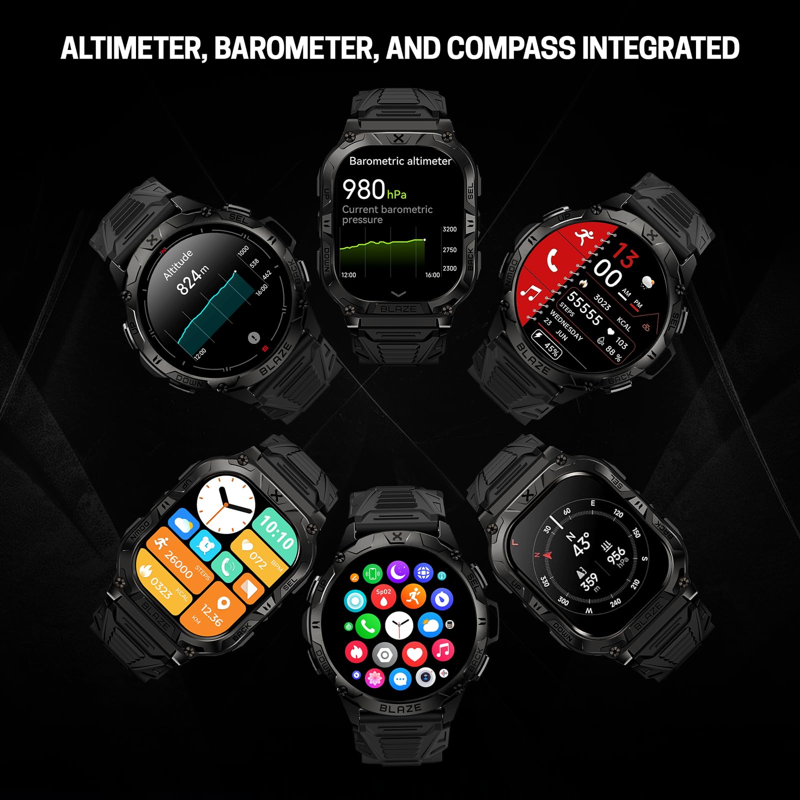 CARBINOX Blaze thicker straps keep the watch secure during workouts.