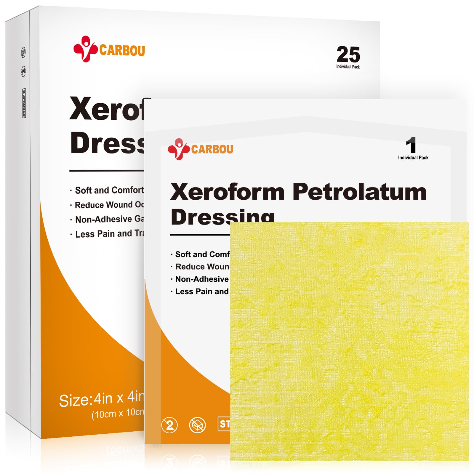 CARBOU 4x4 Xeroform dressing pack, sterile packaging for convenient wound care