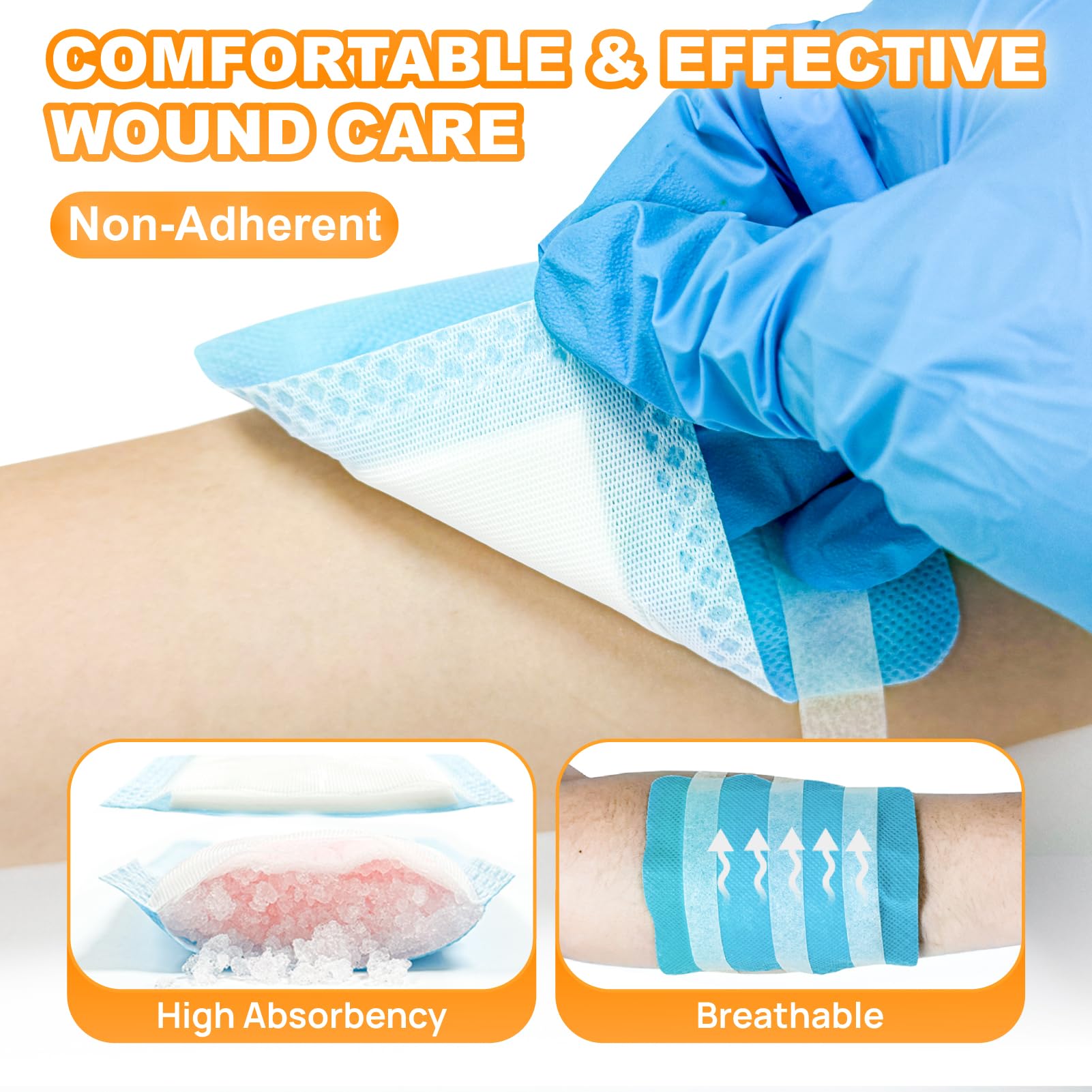 CARBOU non-adhesive breathable dressing pad protects skin during removal.