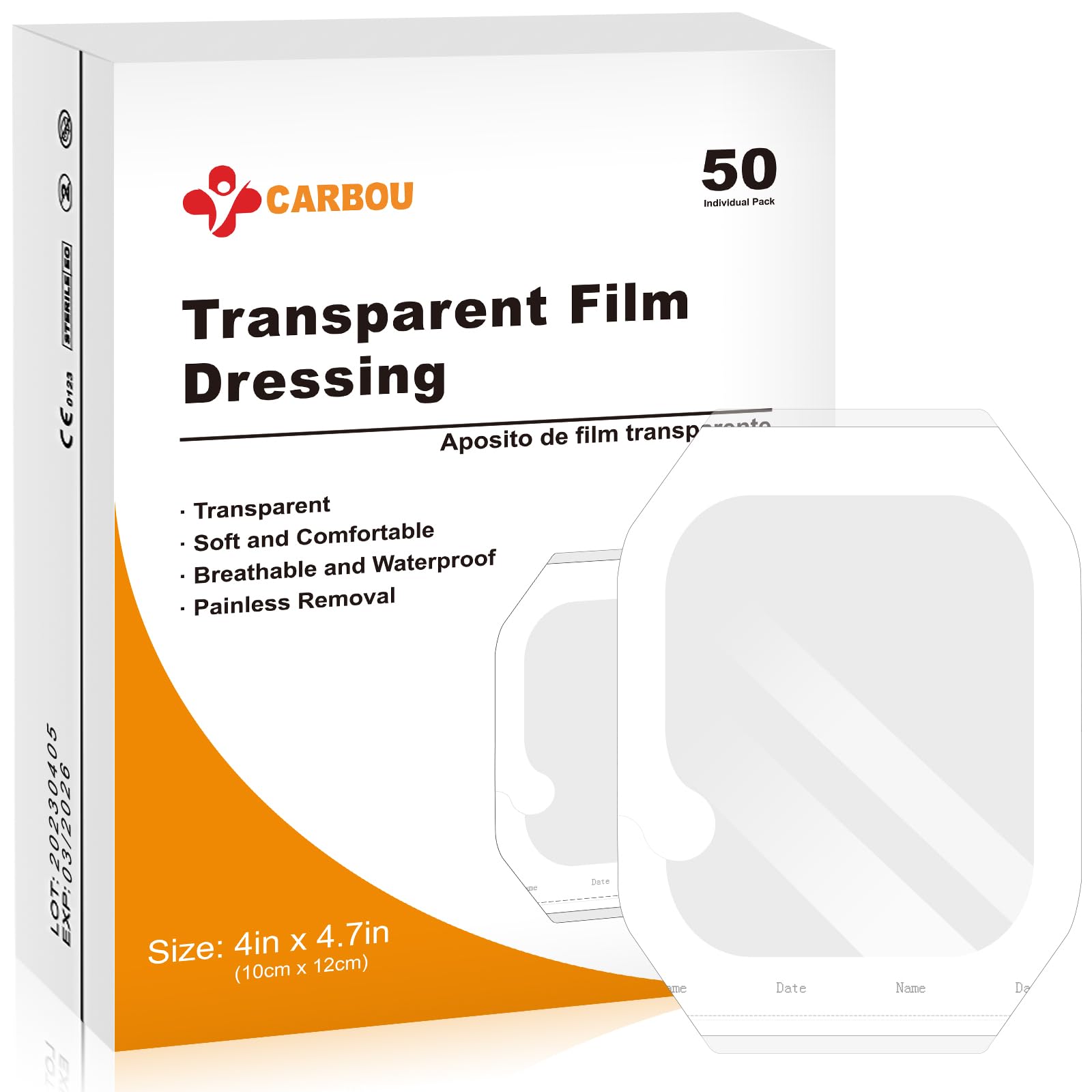 CARBOU Transparent Film Dressing close-up of adhesive layer protecting wounds while staying breathable.
