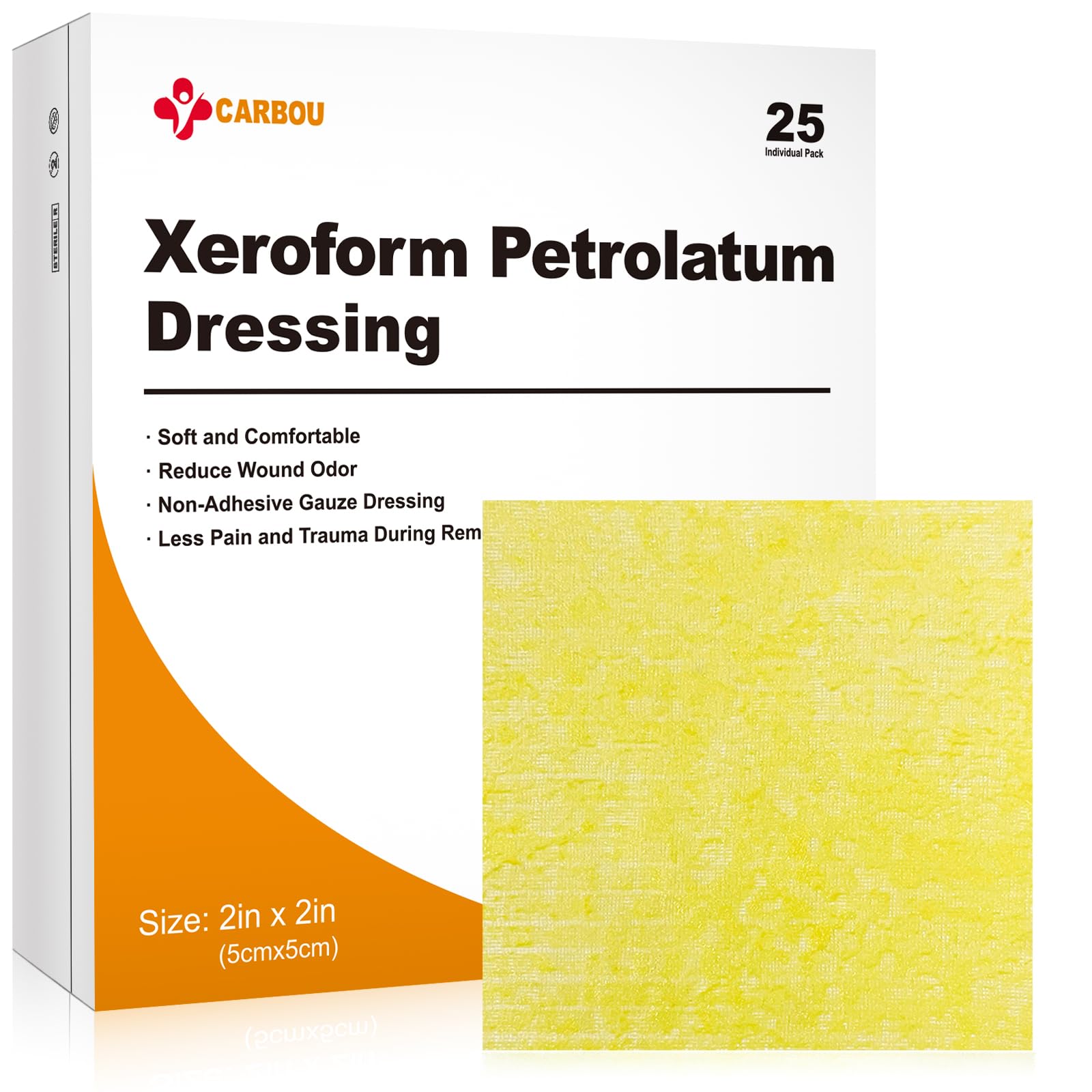 CARBOU Xeroform dressing 2x2 image showing sterile packaging for safe wound care