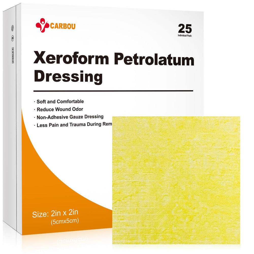 CARBOU Xeroform dressing 2x2 image showing sterile packaging for safe wound care