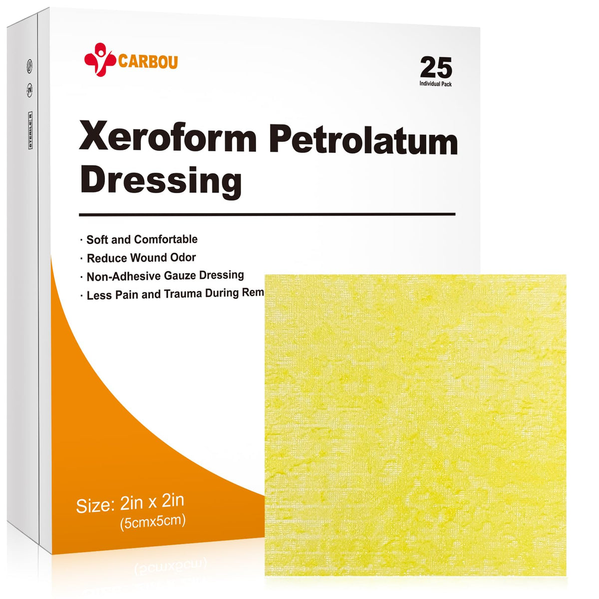 CARBOU Xeroform dressing 2x2 image showing sterile packaging for safe wound care