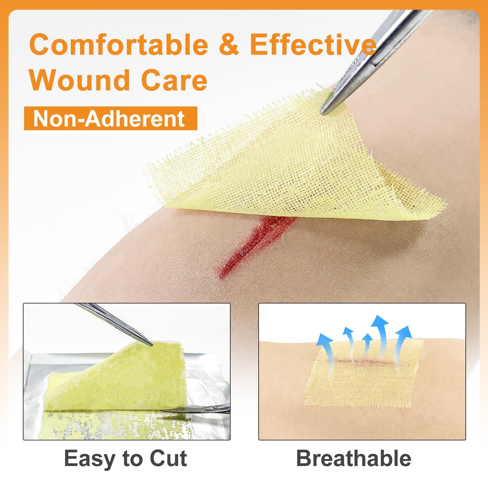 CARBOU Xeroform dressing non-adherent patch ideal for gentle removal during dressing changes