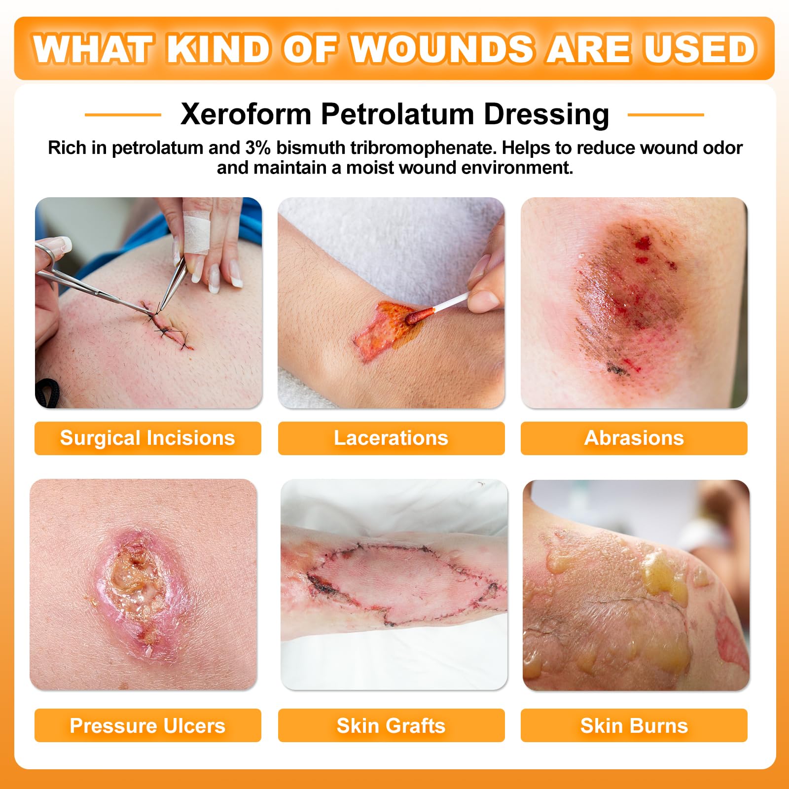 CARBOU Xeroform non-adherent gauze close-up for gentle dressing changes.