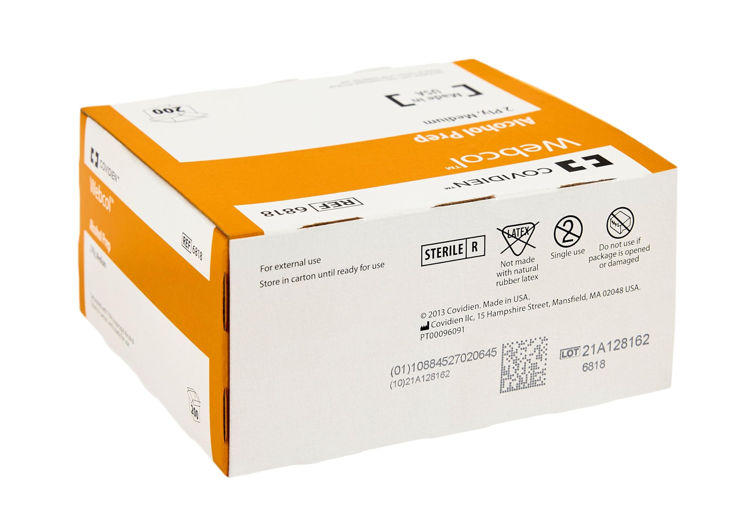 Cardinal Health Webcol alcohol pad medium 2-ply sterile for skin prep
