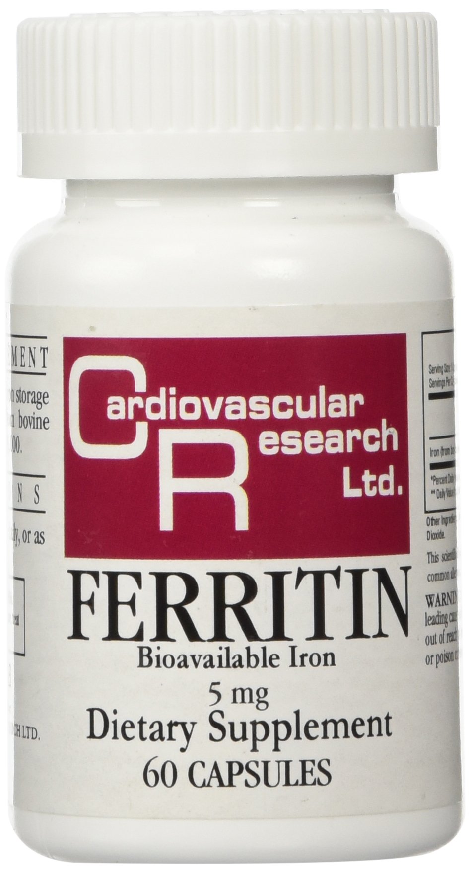 Cardiovascular Research Ferritin Maximum Absorption iron 01-Cream bottle shows bioavailability for daily support.