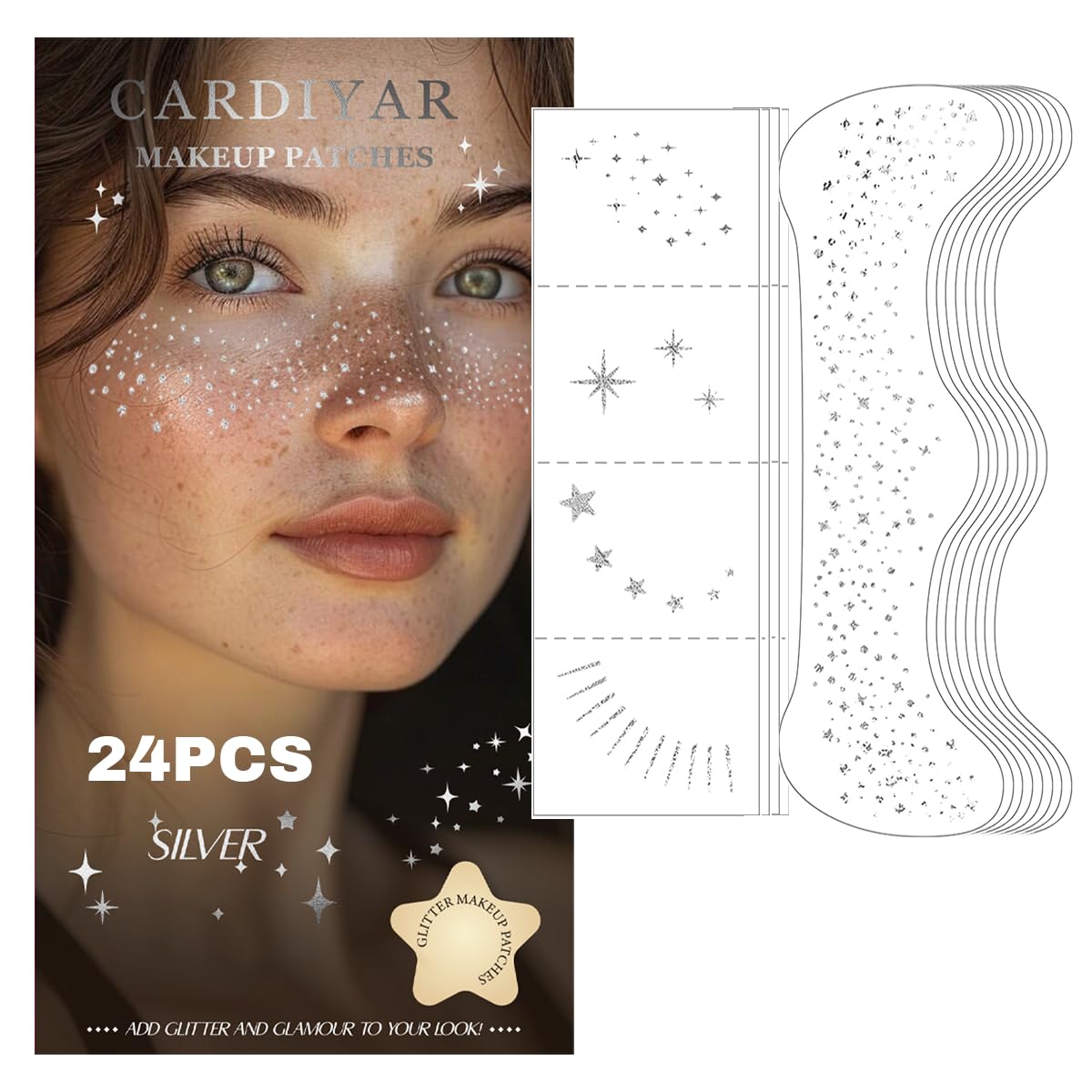 Cardiyar Glitter Freckles big patches for bold festival looks.