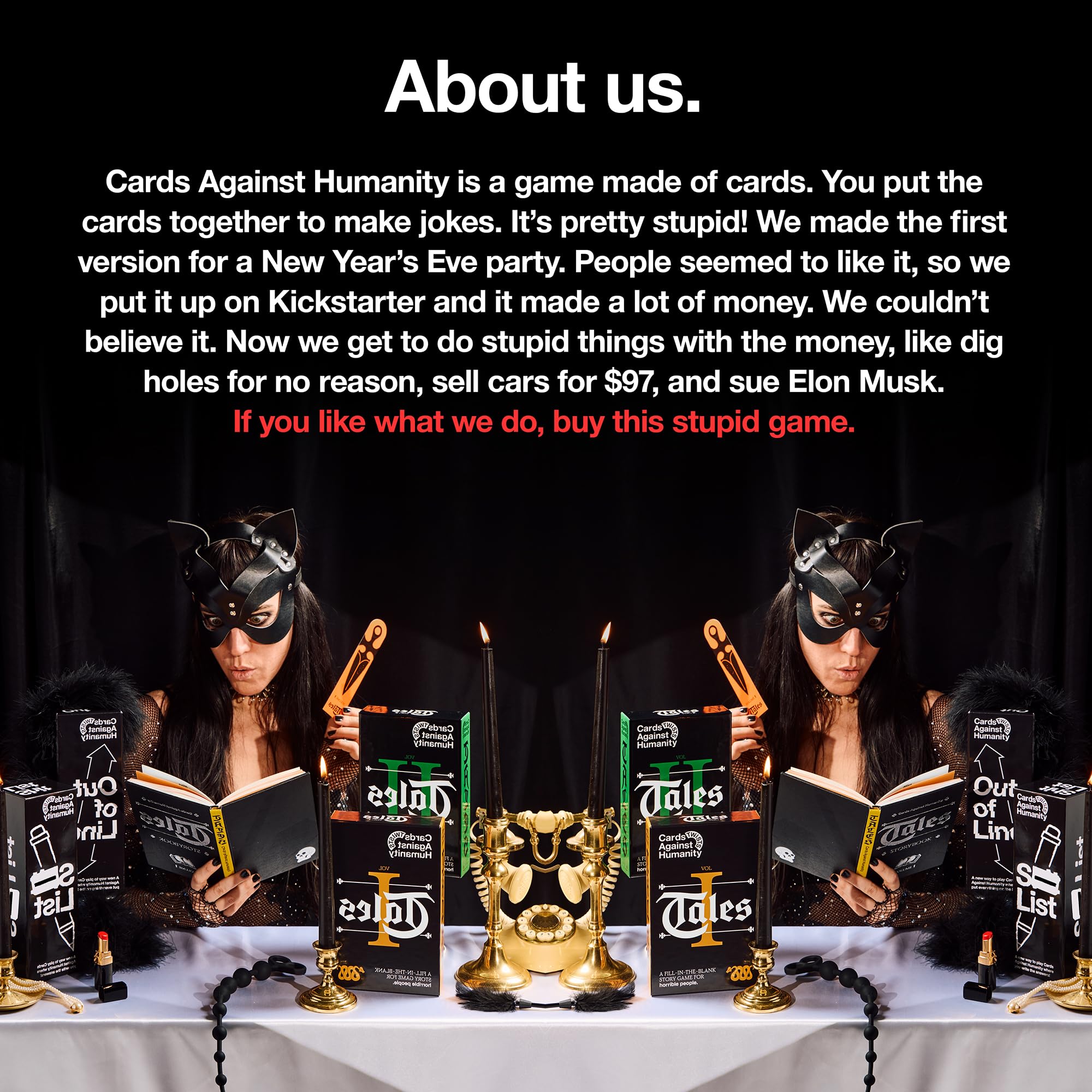 Cards Against Humanity Tales Vol. 2 game-night setup supports gatherings with friends.
